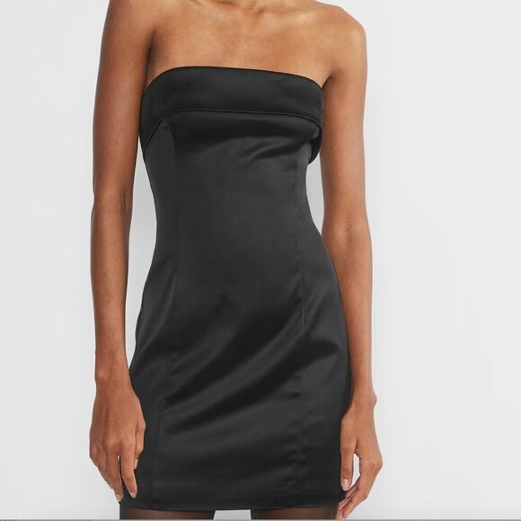 Aritzia Ten by Babaton Shimmer Satin Tube Dress Black Size 12 - Picture 4 of 10